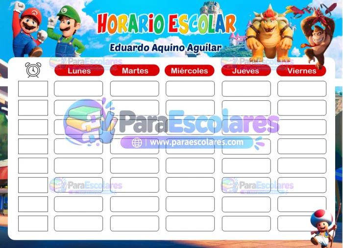 Mario Bros Horario Escolar